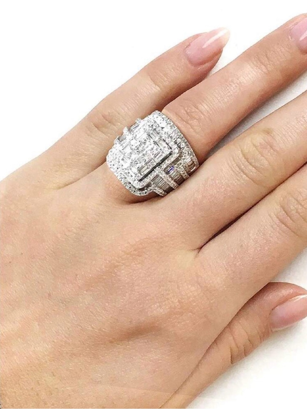 New Arrivals! Silver Crystal Cluster Statement Ring - Women's Jewelry